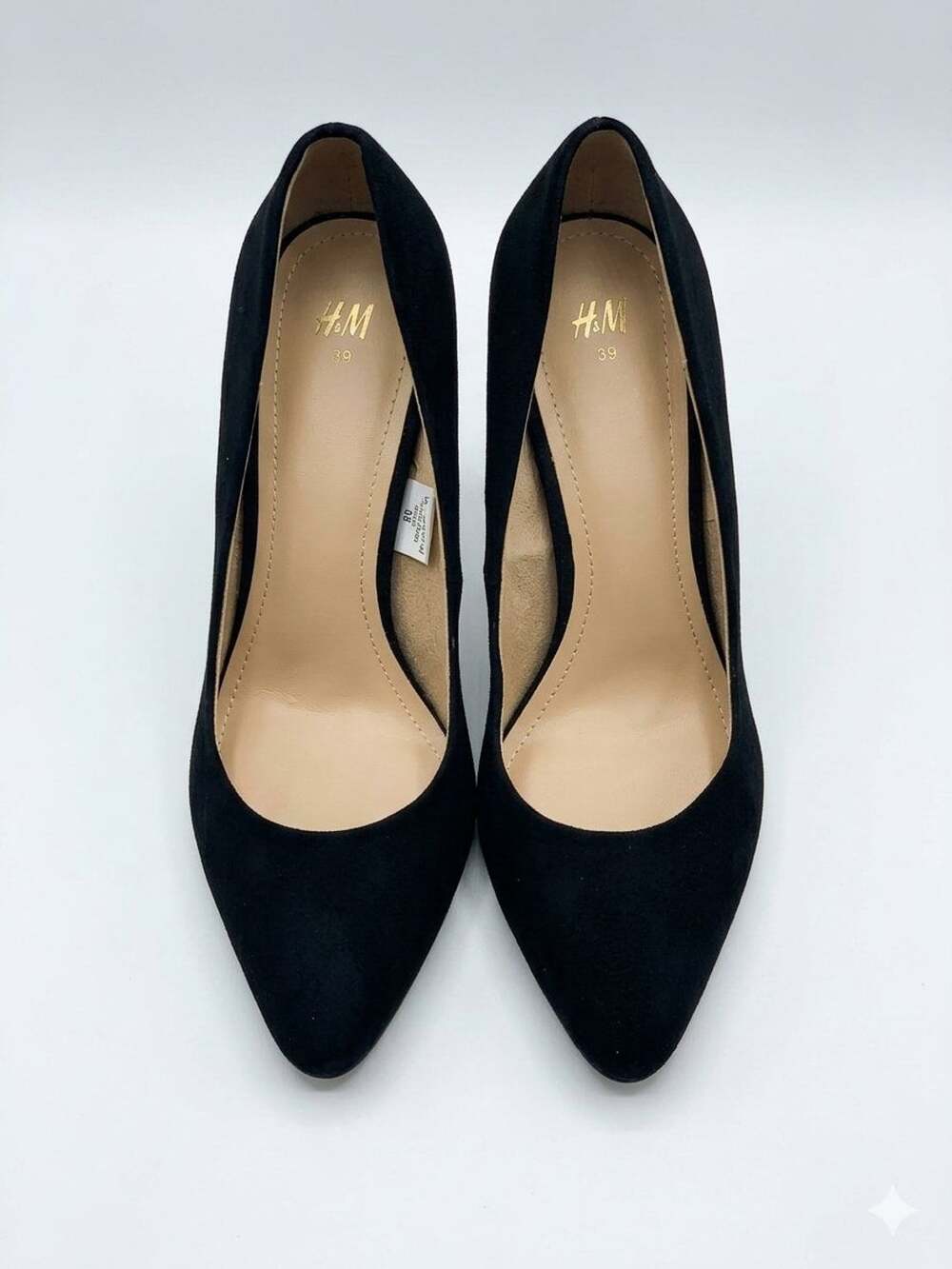 H&M Pumps Size 39 Black Suede Pointed Toe Block Heel